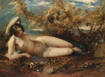 A Young Woman Reclining on a Fur Rug
